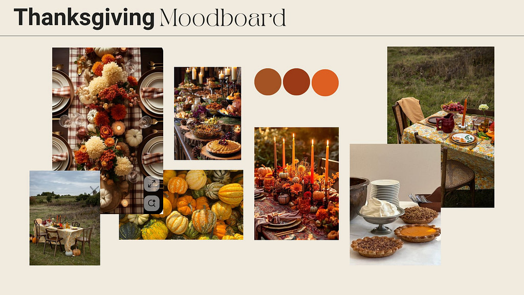 Mood board thanksgiving idée de présentations de tablée